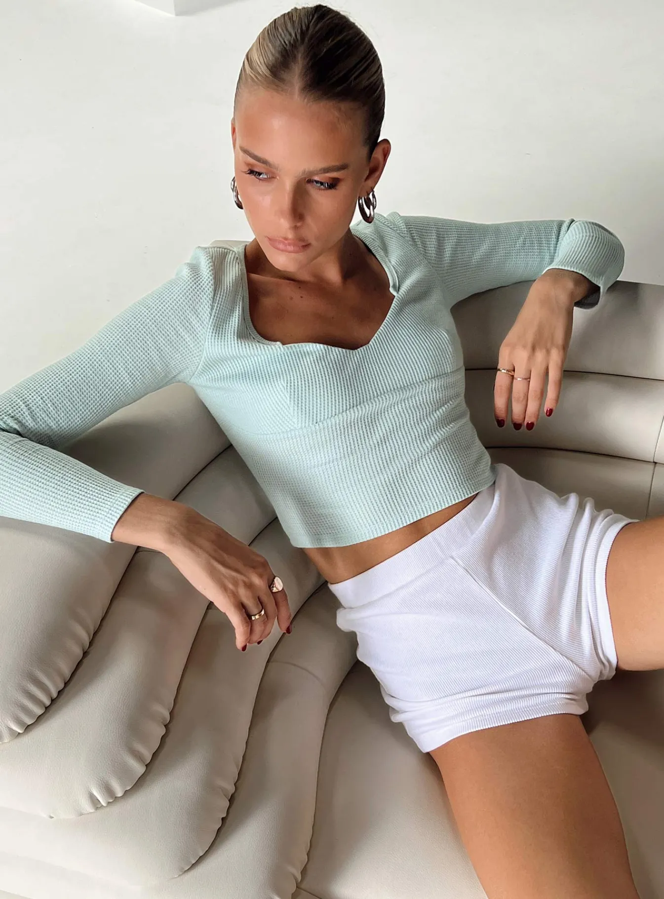 Princess Polly Lader Long Sleeve Top Blue Outlet