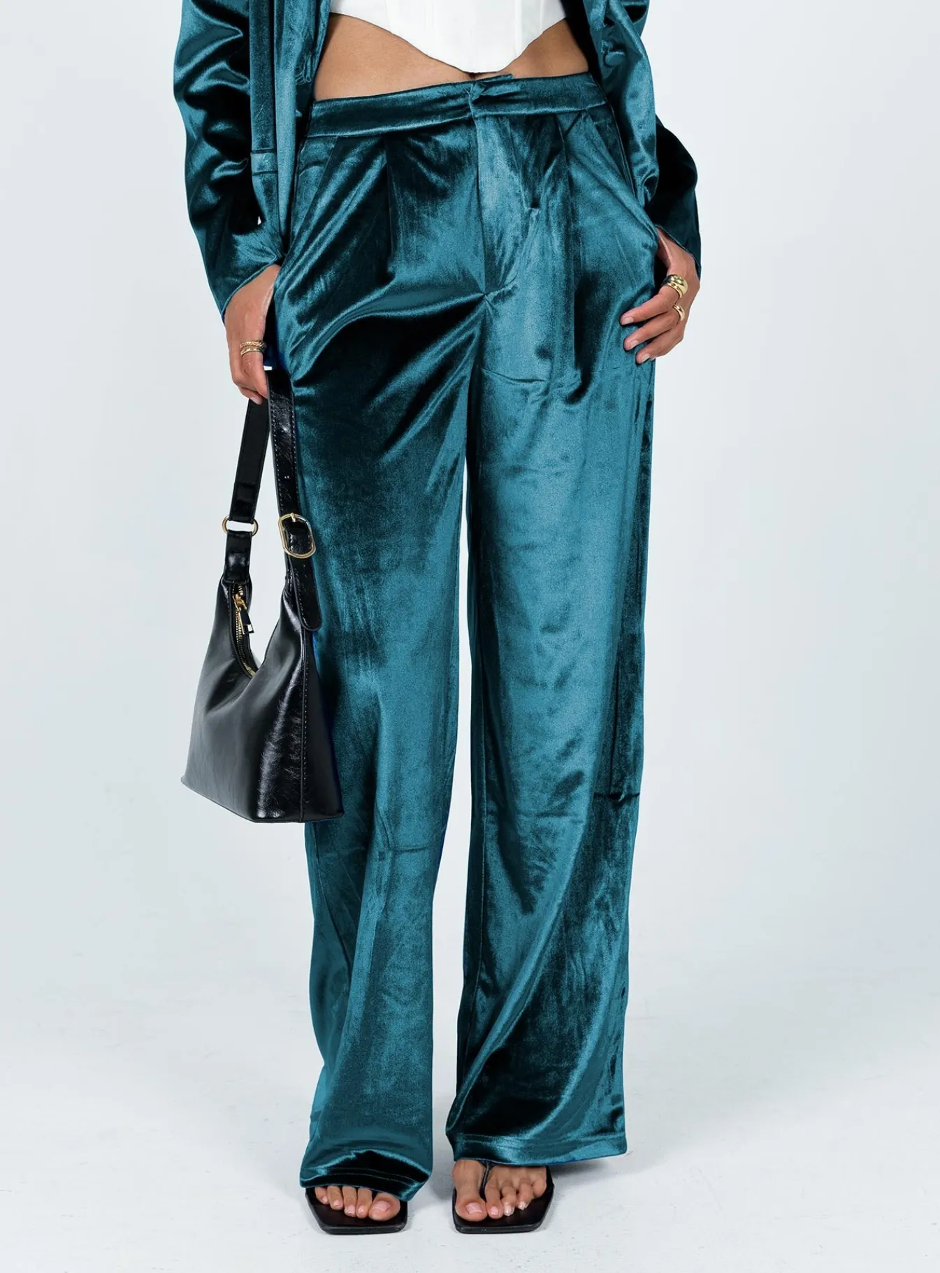Princess Polly Lagoona Velvet Pants Blue Cheap