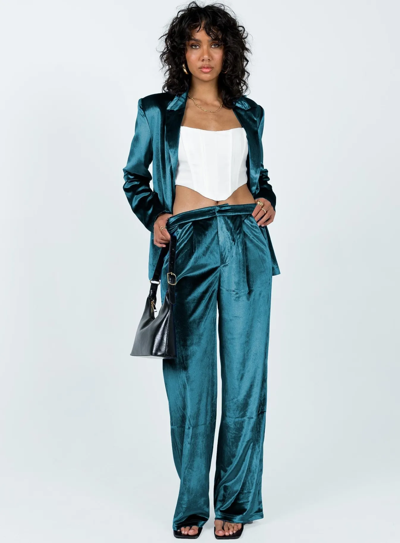 Princess Polly Lagoona Velvet Pants Blue Cheap