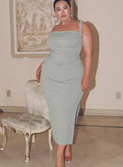 Princess Polly Lainey Midi Dresscurve Sage Best Sale