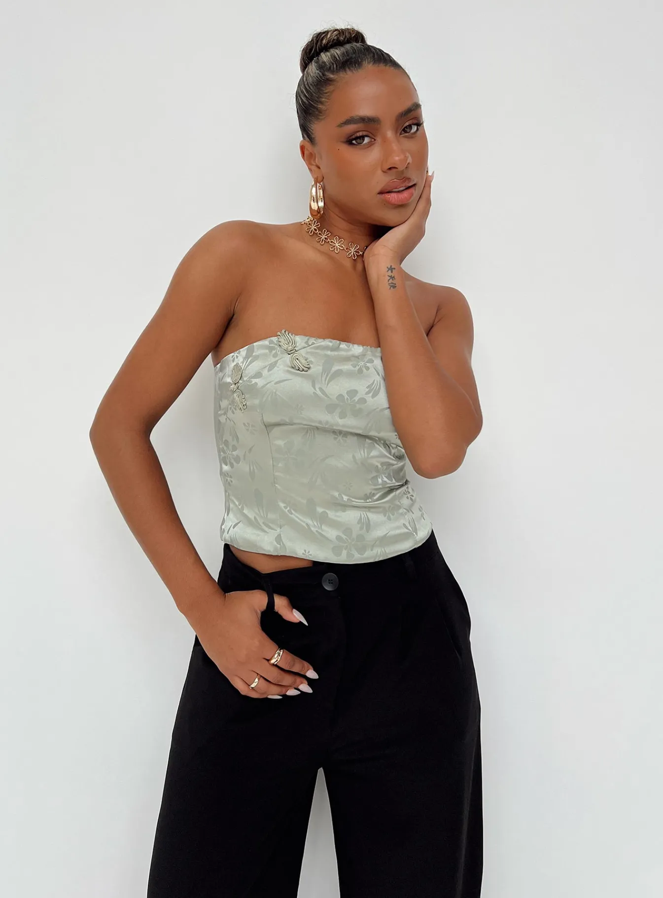 Princess Polly Lalor Strapless Top Green Best
