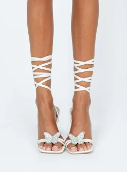Princess Polly Lamina Strappy Heels  White Shop
