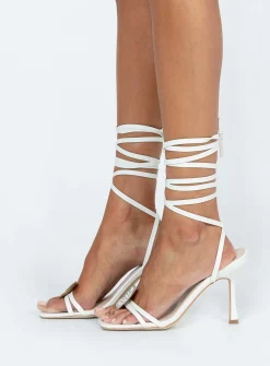 Princess Polly Lamina Strappy Heels  White Shop