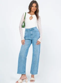 Princess Polly Larissa Long Sleeve Bodysuit  White Hot