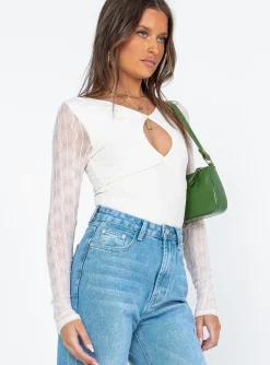 Princess Polly Larissa Long Sleeve Bodysuit  White Hot