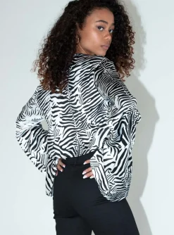 Princess Polly Larry Crop Shirt Zebra Discount