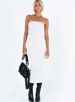 Princess Polly Lasance Maxi Dress  White New