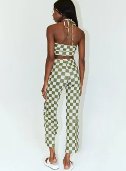 Princess Polly Latiana Set Green Checkerboard Green / White Sale