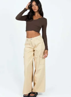 Princess Polly Laurina Long Sleeve Top Brown Cheap