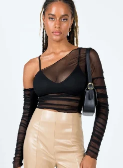 Princess Polly Layla Long Sleeve Top Black Clearance