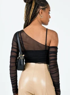 Princess Polly Layla Long Sleeve Top Black Clearance
