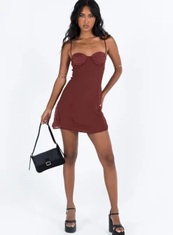 Princess Polly Laysan Lace Mini Dress  Burgundy Sale