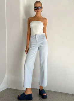 Princess Polly Layton Straight Leg Light Wash Jean  Denim Cheap