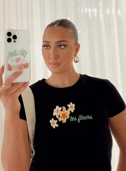 Princess Polly Le Fleurs Top  Black Fashion