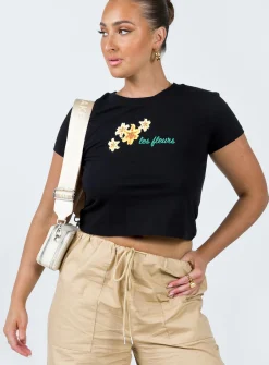 Princess Polly Le Fleurs Top  Black Fashion