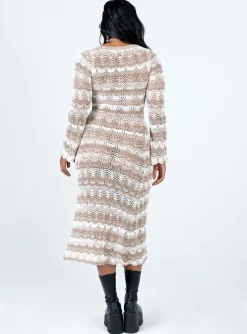 Princess Polly Leah Knit Midi Dress Beige Outlet