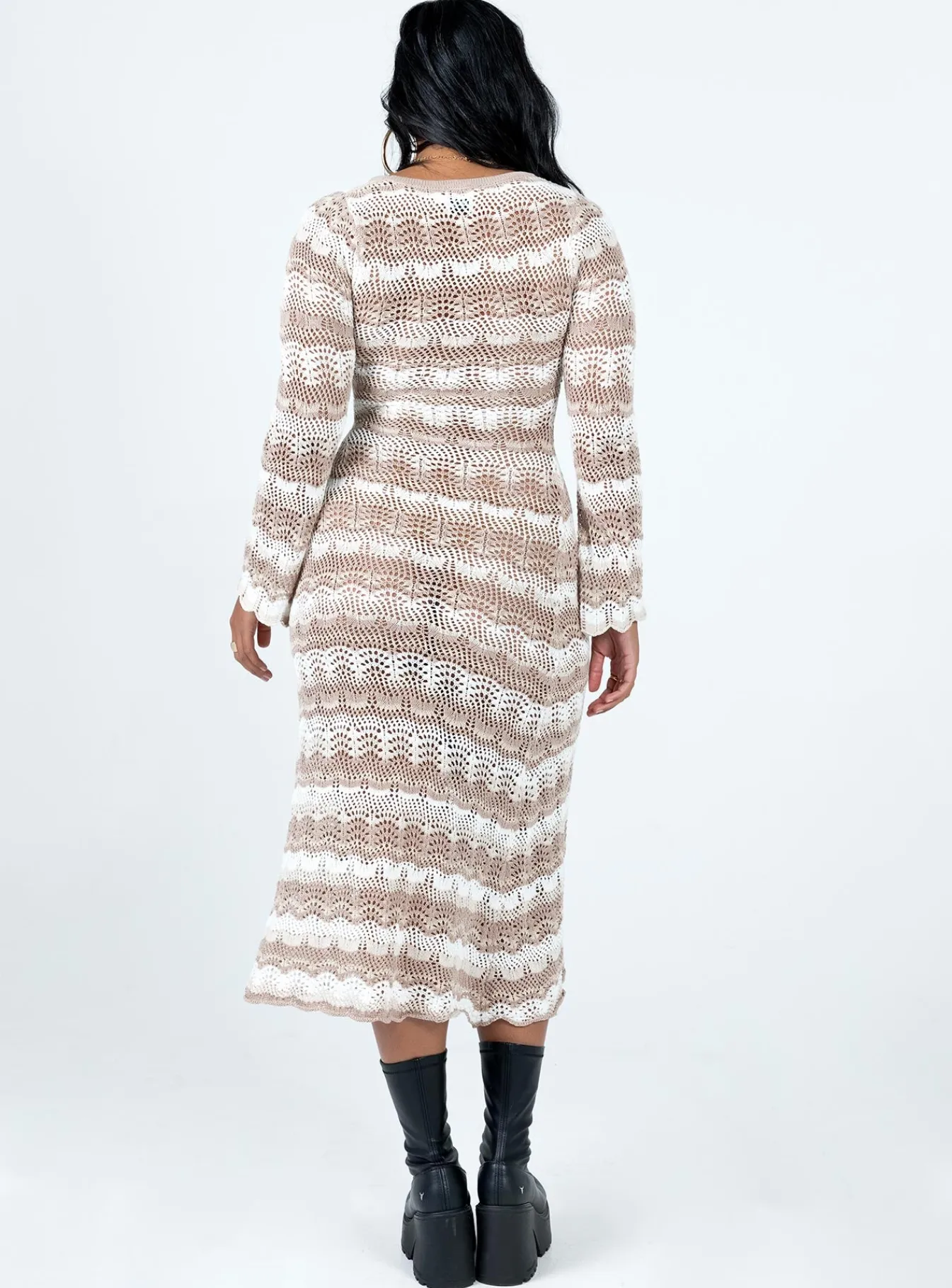 Princess Polly Leah Knit Midi Dress Beige Outlet