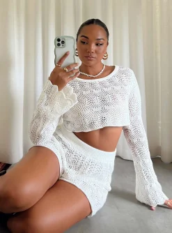 Princess Polly Leah Knit Set  White Discount