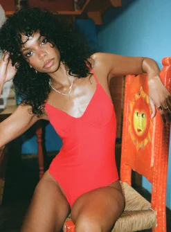 Princess Polly Leah One Piece  Red Discount