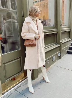 Princess Polly Leah Teddy Coat  Beige Cheap