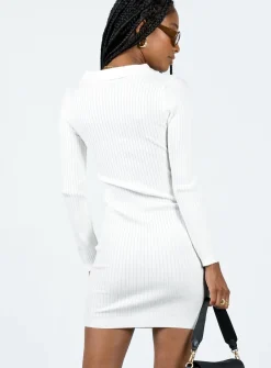 Princess Polly Leanne Long Sleeve Mini Dress  White Outlet