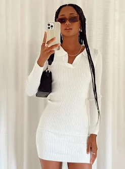 Princess Polly Leanne Long Sleeve Mini Dress  White Outlet