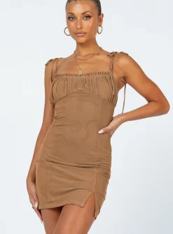 Princess Polly Ledger Mini Dress  Brown Store