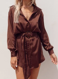 Princess Polly Leighton Mini Dress  Brown Cheap