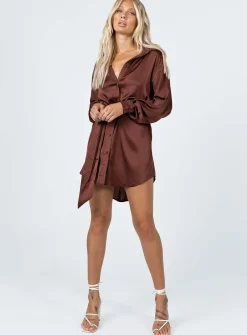 Princess Polly Leighton Mini Dress  Brown Cheap
