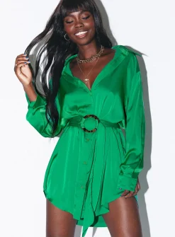 Princess Polly Leighton Mini Dress  Green Best Sale