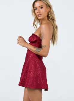 Princess Polly Lenette Mini Dress  Burgundy Clearance
