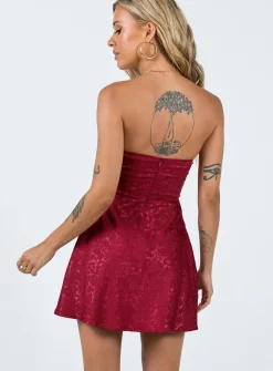 Princess Polly Lenette Mini Dress  Burgundy Clearance