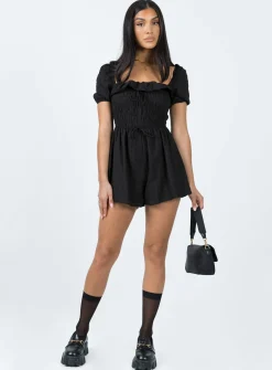 Princess Polly Leni Romper  Black Shop
