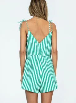 Princess Polly Lennox Romperstripe   Green Clearance