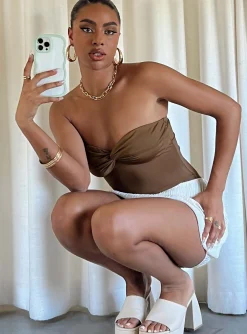 Princess Polly Lenton Bodysuit  Brown Sale