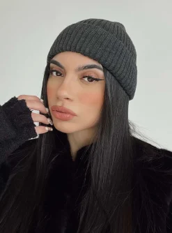 Princess Polly Leo Beanie  Slate Grey Clearance