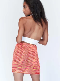 Princess Polly Leo Knit Mini Skirt  Orange Fashion