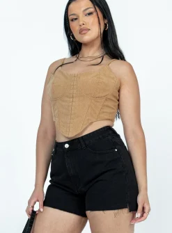 Princess Polly Leonie Denim Shorts Washed  Black Discount