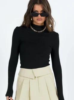 Princess Polly Lerman Long Sleeve Top Black Discount