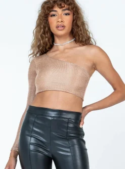 Princess Polly Leroy Long Sleeve Top  Beige Outlet