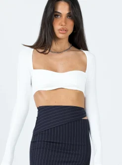 Princess Polly Leska Long Sleeve Top  Ivory Sale