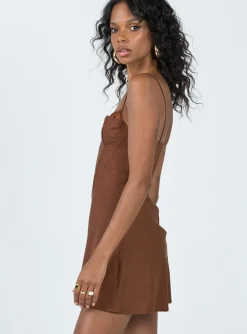 Princess Polly Lesley Mini Dress  Brown Outlet