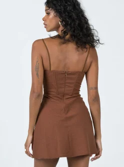 Princess Polly Lesley Mini Dress  Brown Outlet