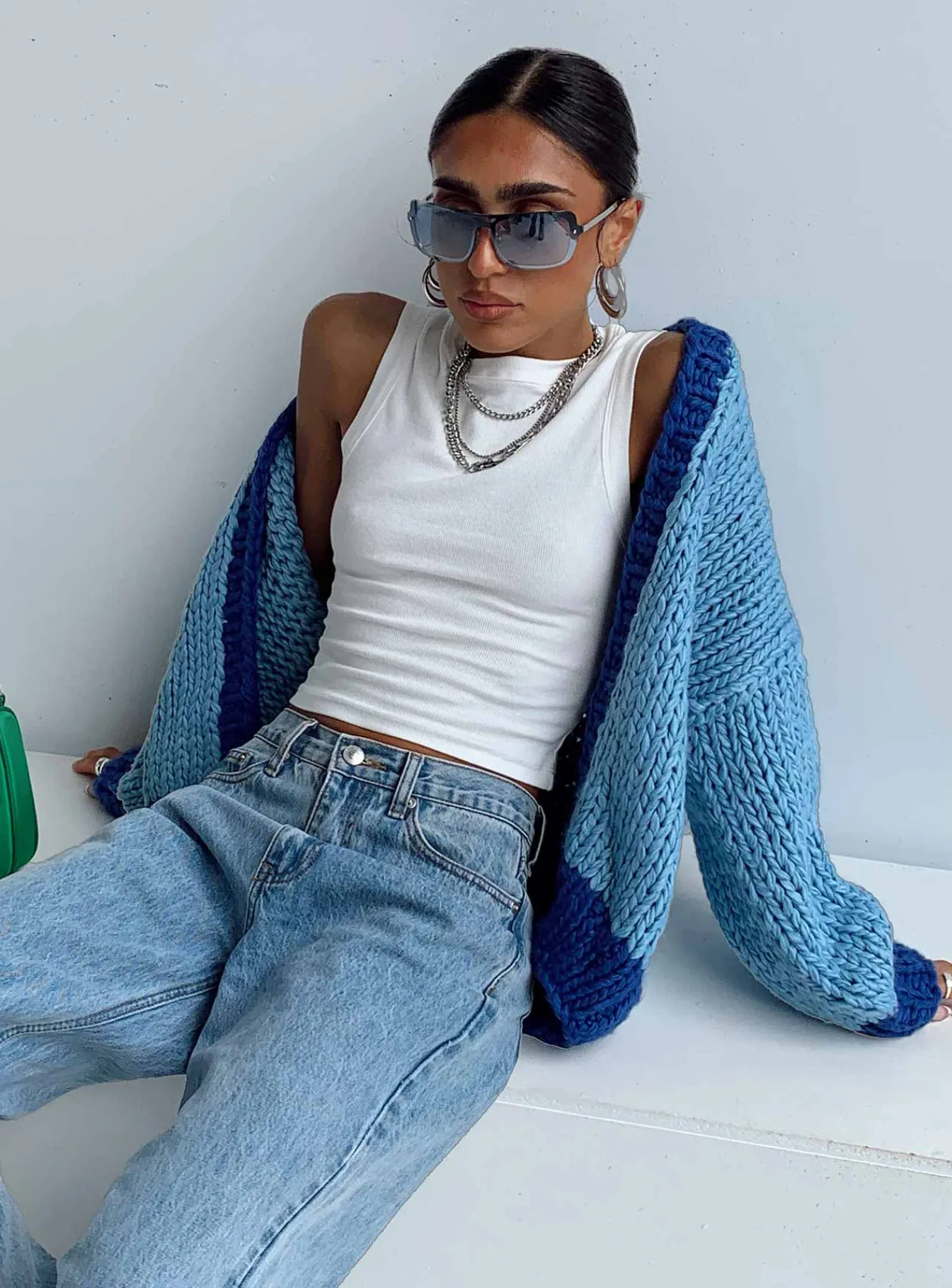 Princess Polly Lester Knit Cardigan Blue New