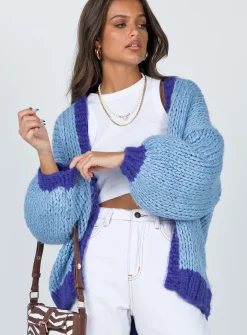 Princess Polly Lester Knit Cardigan Blue New