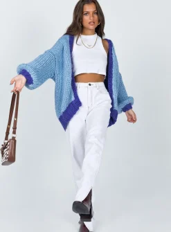 Princess Polly Lester Knit Cardigan Blue New