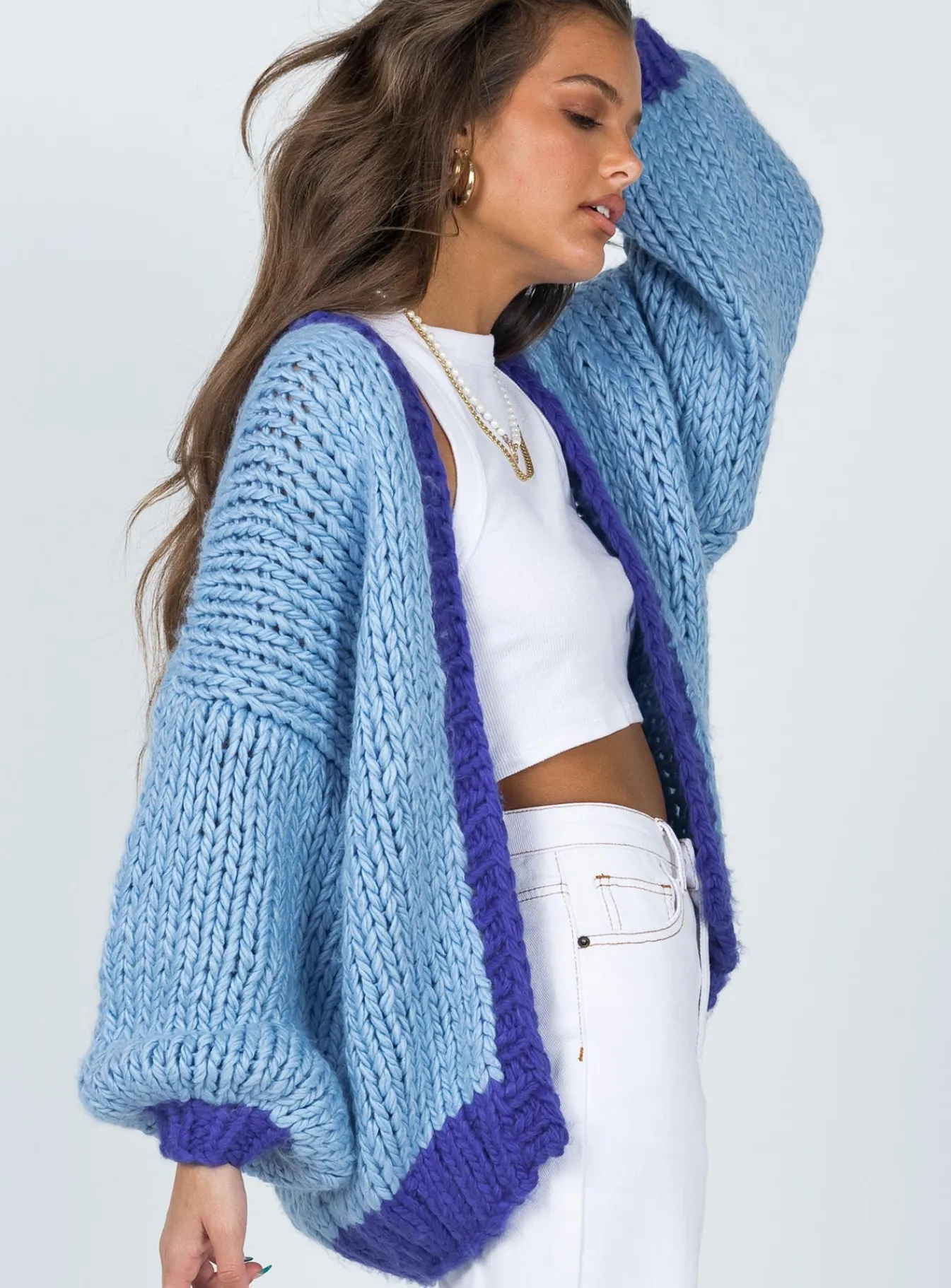 Princess Polly Lester Knit Cardigan Blue New