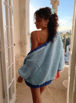 Princess Polly Lester Knit Cardigan Blue New
