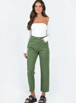 Princess Polly Leta Straight Leg Denim Jeans Khaki Hot