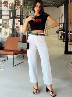 Princess Polly Leta Straight Leg Denim Jeans  White Flash Sale